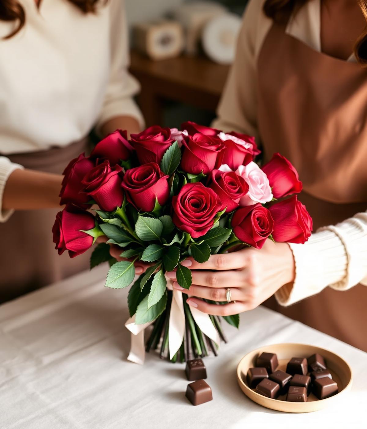 Deux sœurs préparant un bouquet