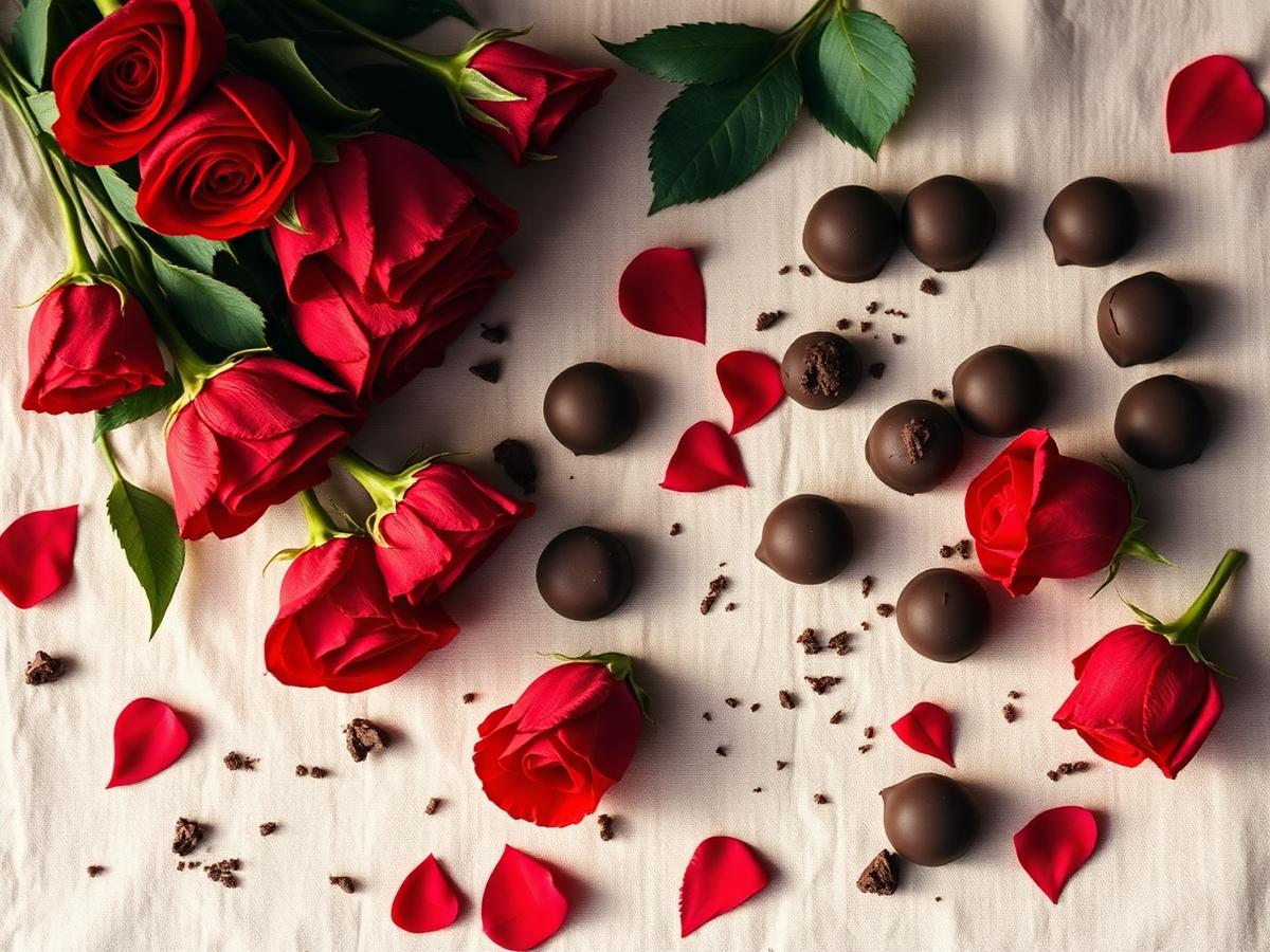Roses éternelles et chocolats